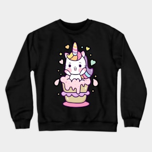 unicorn cat cartoon Crewneck Sweatshirt